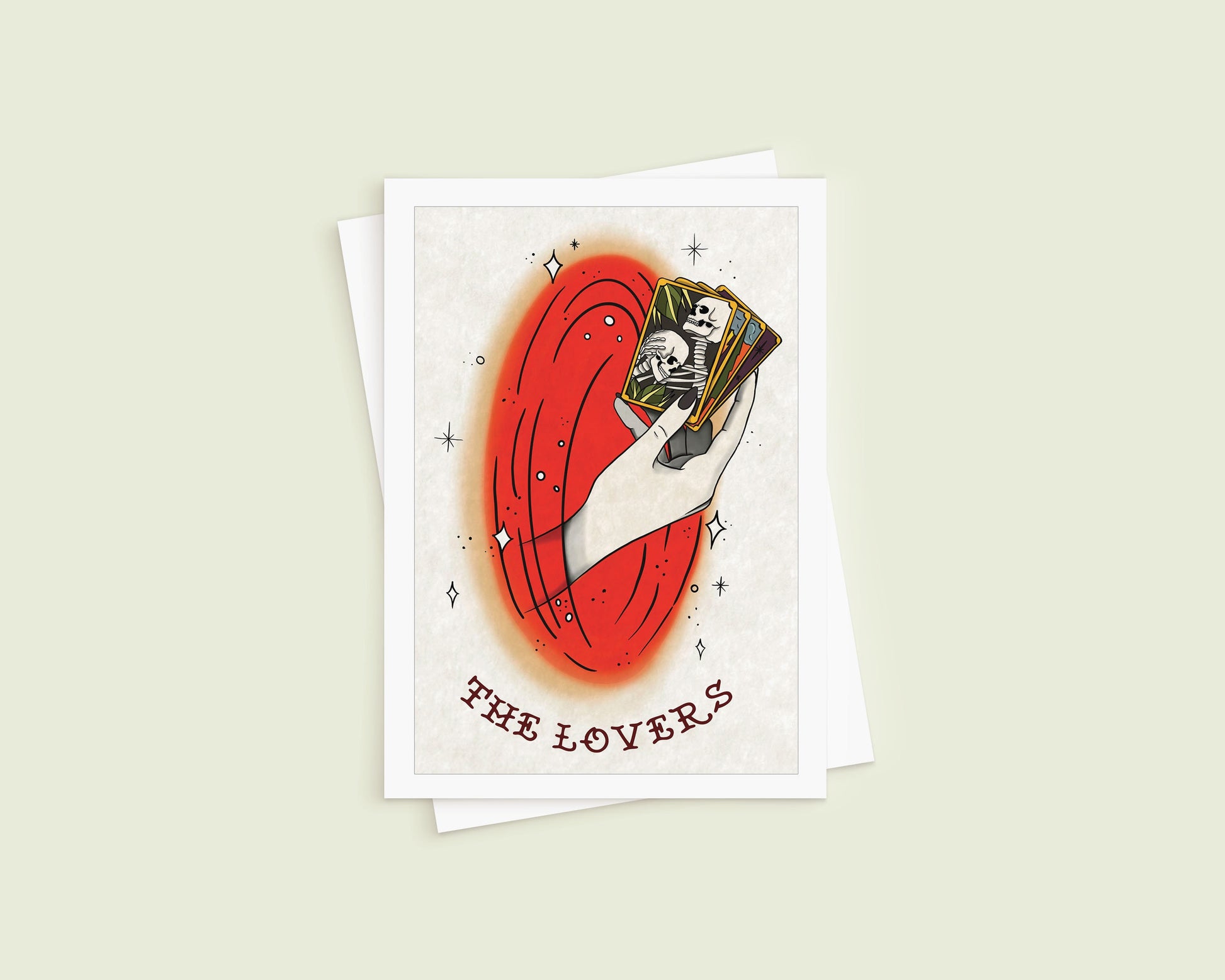 Tarot Greeting Card - The Lovers, Tarot Card Illustration 5x7 Greeting Card - Love, Eternal, Romantic, Couples, Anniversary