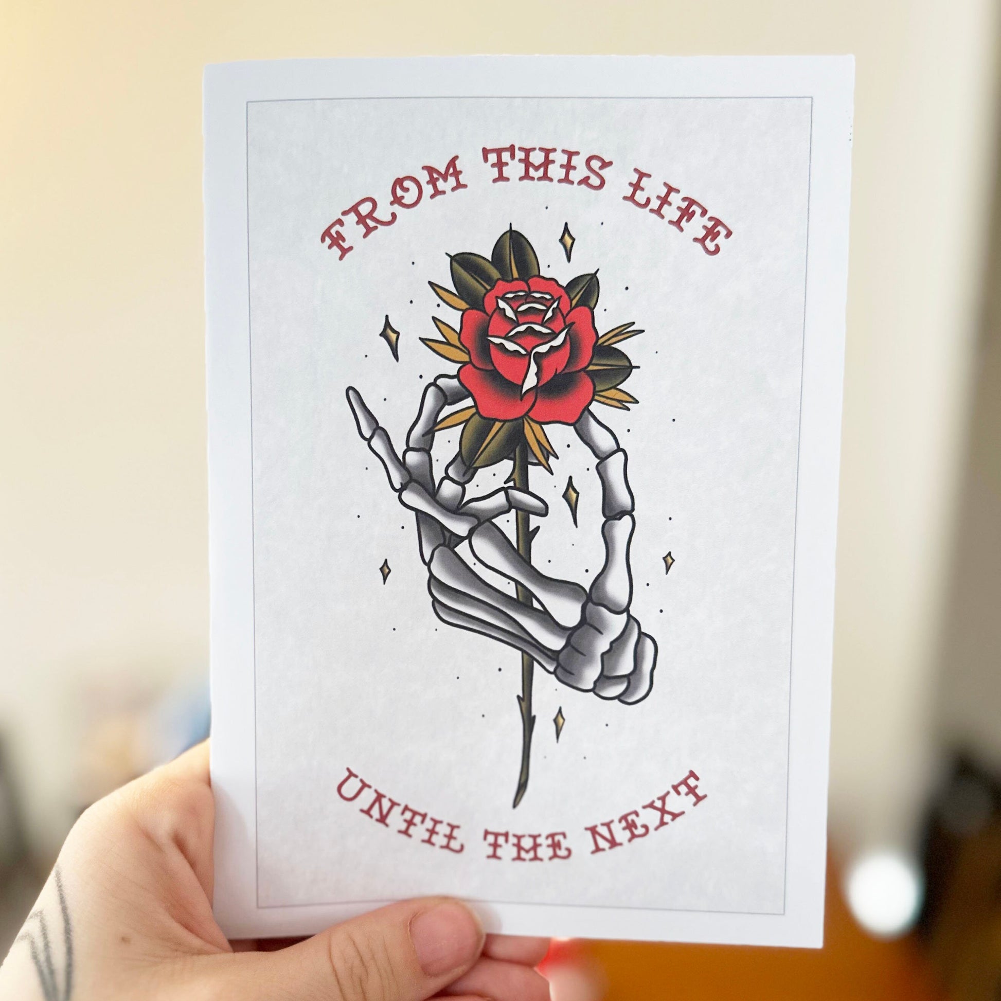 From This Life to the Next, Tattoo Illustration 5x7 Greeting Card - Love, Eternal, Romantic, Couples, Anniversary