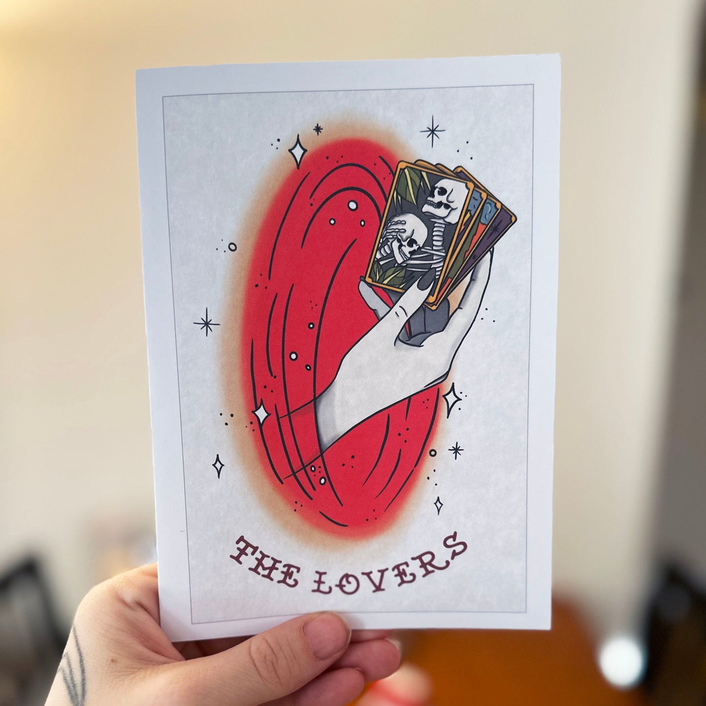 Tarot Greeting Card - The Lovers, Tarot Card Illustration 5x7 Greeting Card - Love, Eternal, Romantic, Couples, Anniversary