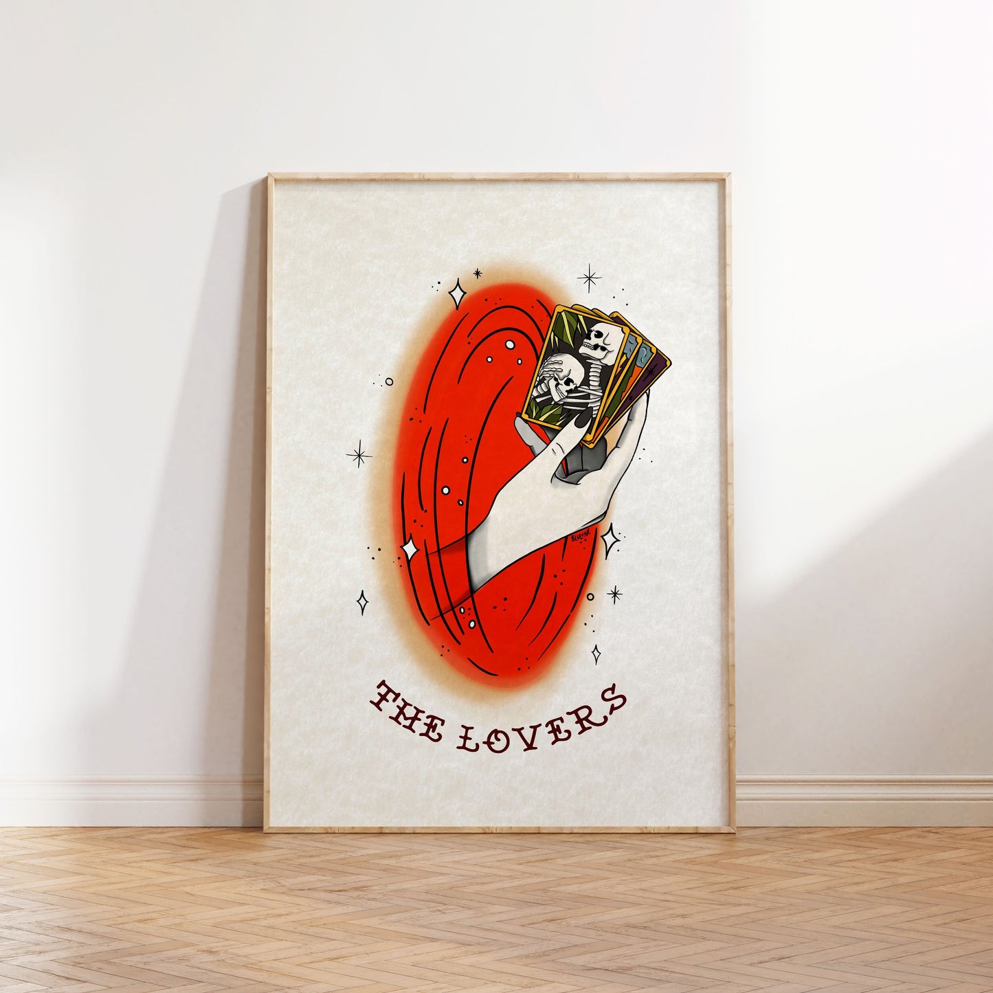 The Lovers - Tattoo Style Art, Print, Sticker, Poster, Edgy Home Decor, Unique Hand drawn Art