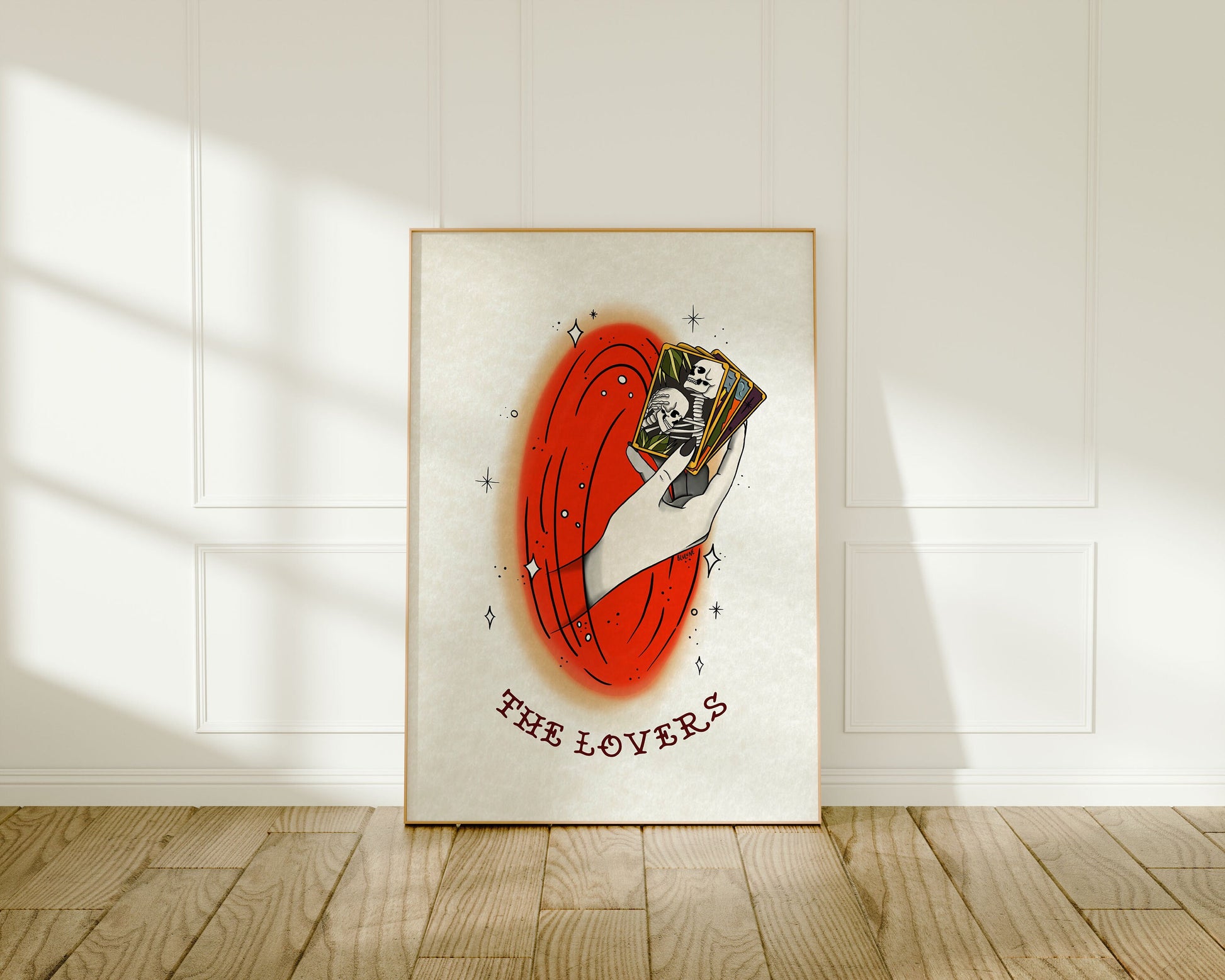 The Lovers - Tattoo Style Art, Print, Sticker, Poster, Edgy Home Decor, Unique Hand drawn Art