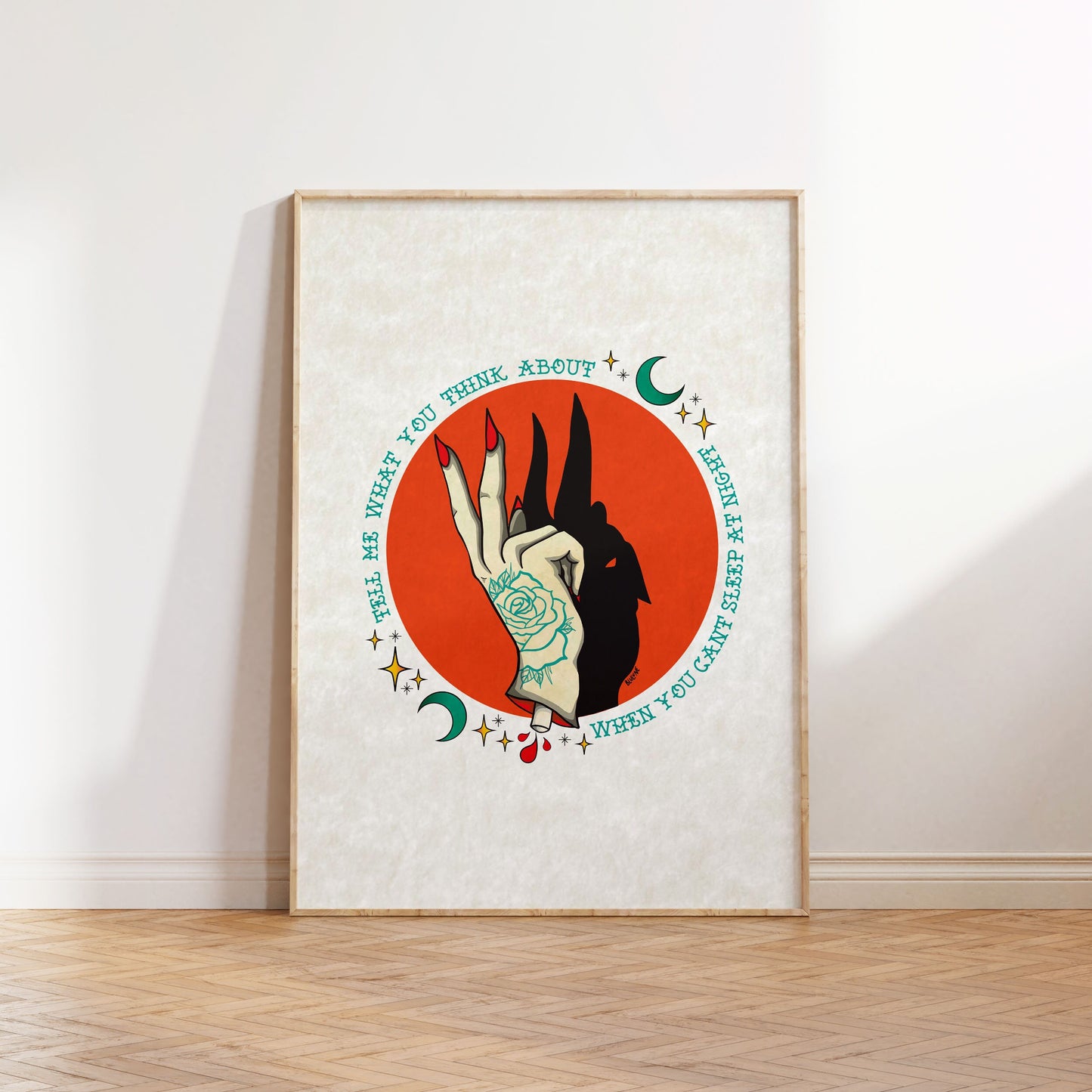 Shadow Puppets - Tattoo Style Art, Print, Sticker, Poster, Edgy Home Decor, Unique Hand drawn Art