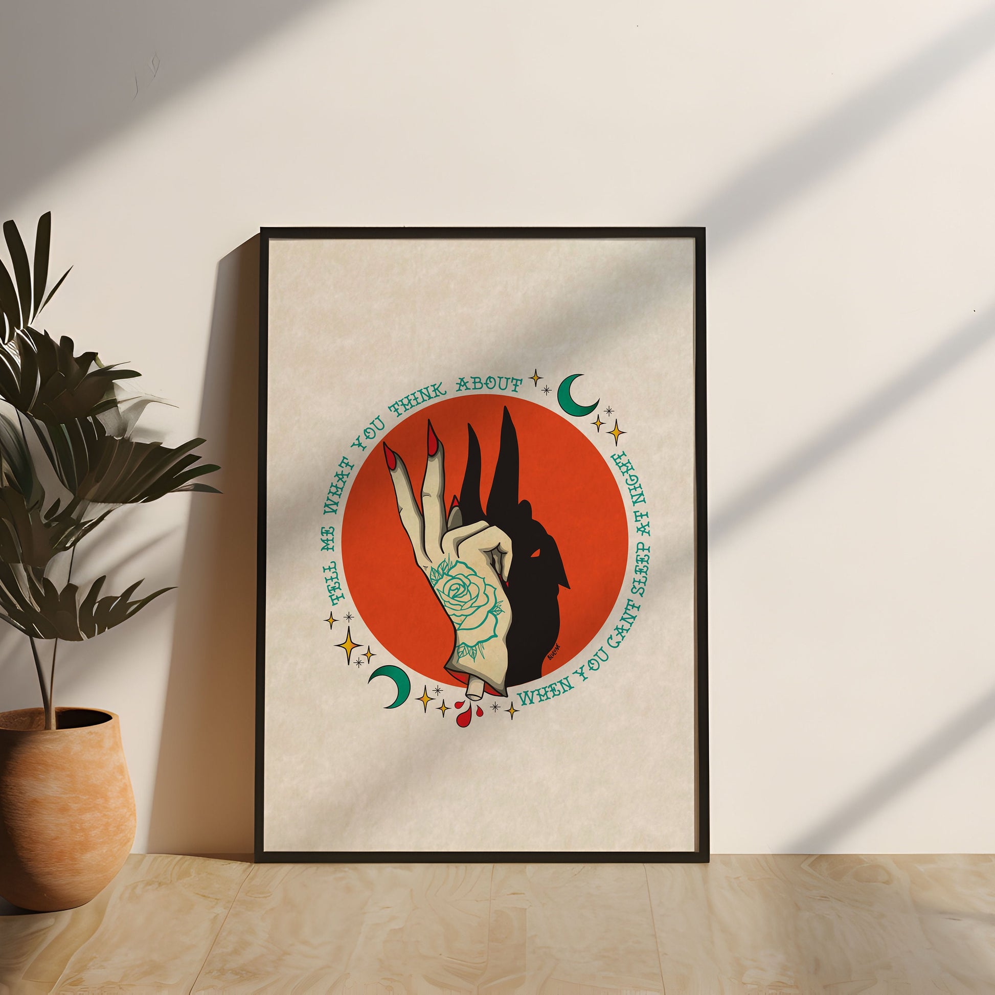 Shadow Puppets - Tattoo Style Art, Print, Sticker, Poster, Edgy Home Decor, Unique Hand drawn Art