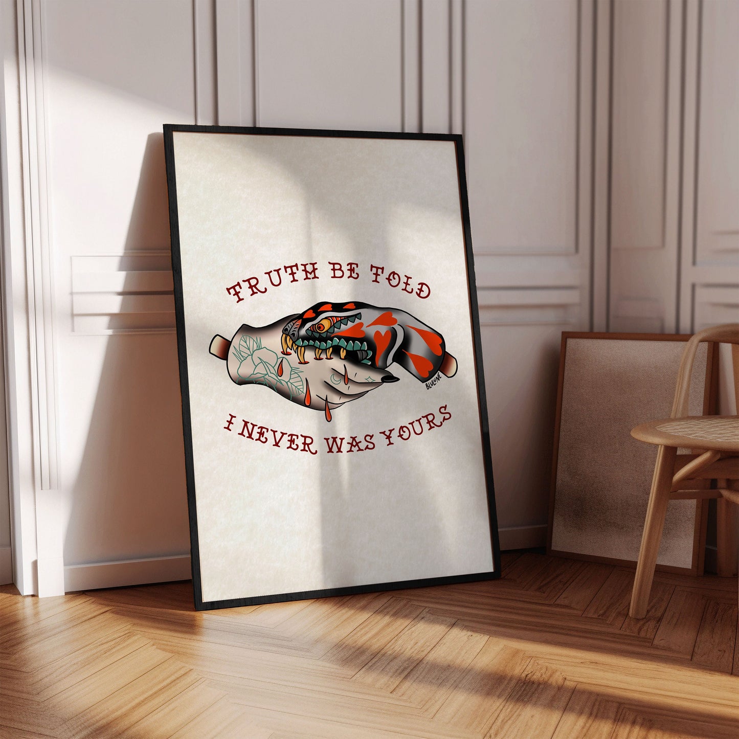 Truth Be Told - Tattoo Style Art, Print, Sticker, Poster, Edgy Home Decor, Unique Hand drawn Art