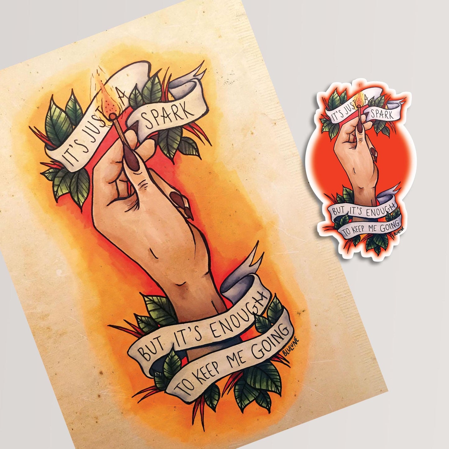 Last Hope - Tattoo Style Art, Print, Sticker, Poster, Edgy Home Decor, Unique Hand drawn Art